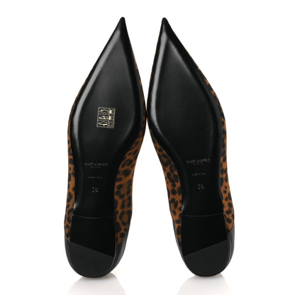 Saint Laurent Grosgrain Lambskin Leopard Print Nour Flat Slippers 38 Manto Naturale Black 7 of 11