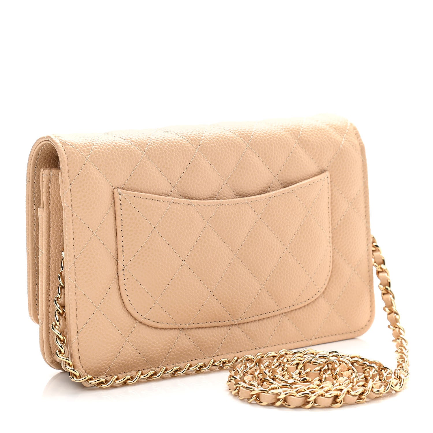 Chanel Caviar Quilted Wallet On Chain WOC Beige 3 of 12