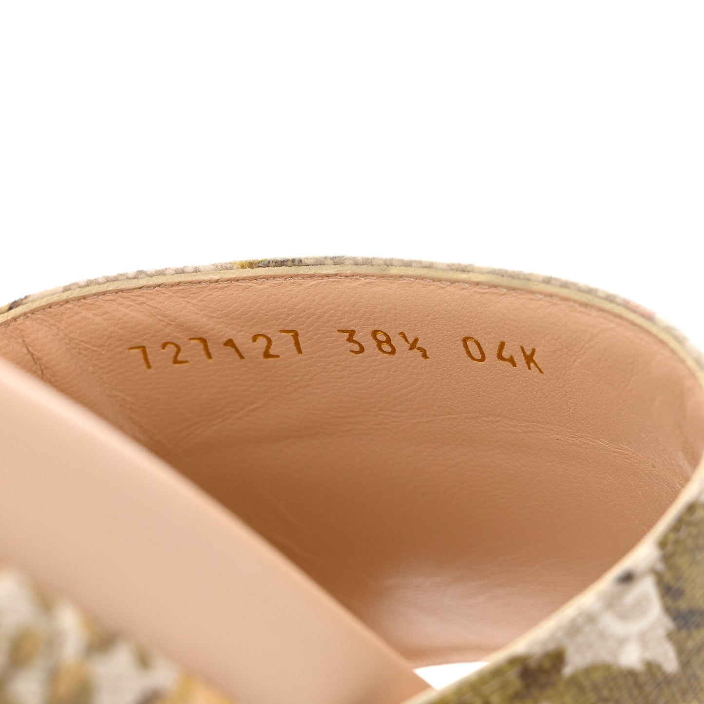 GG Supreme Monogram Water Flora Angelina Platform Slide Sandals 38.5 Beige White Multicolor