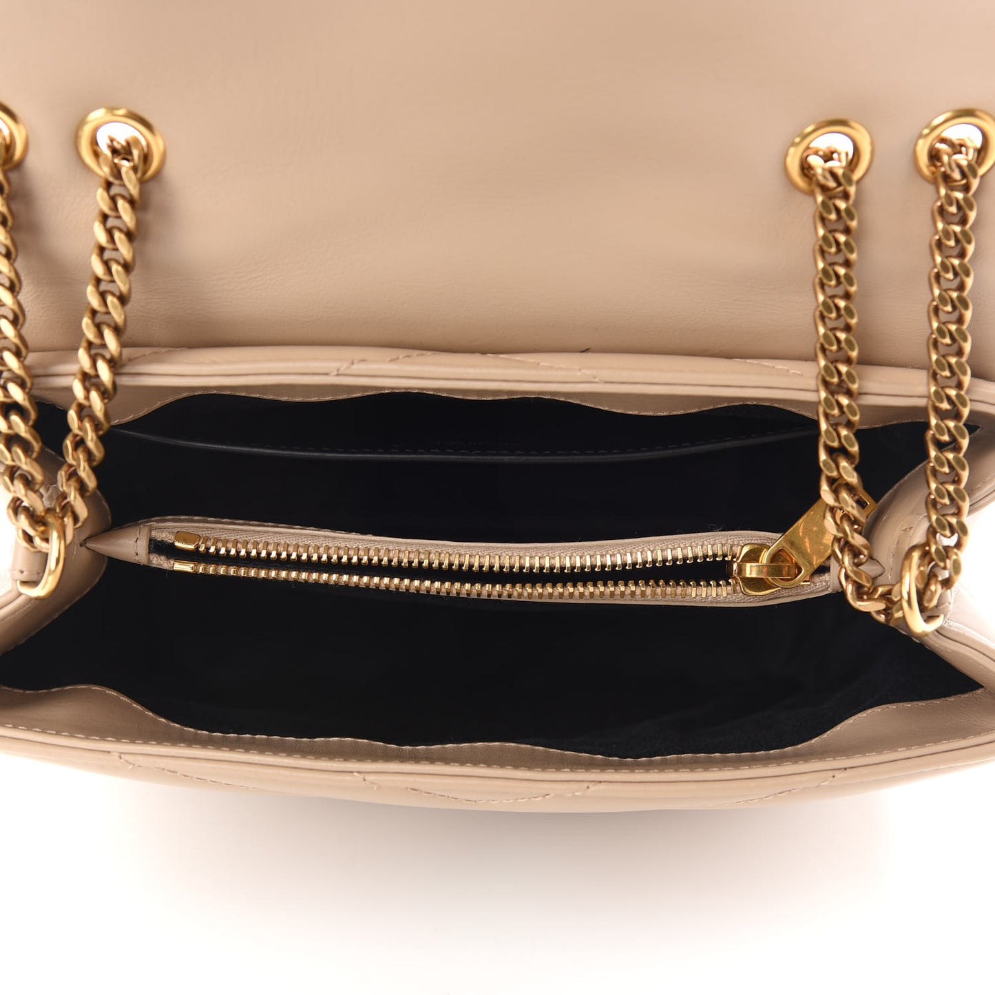 Calfskin Y Quilted Monogram Small Loulou Chain Satchel Dark Beige