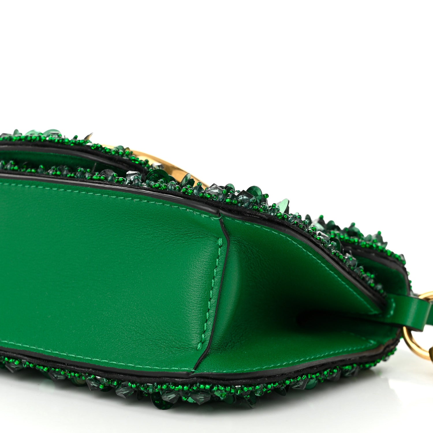 Valentino Garavani Sequin Crystal Vlogo Embroidered Small Loco Shoulder Bag Green 9 of 10