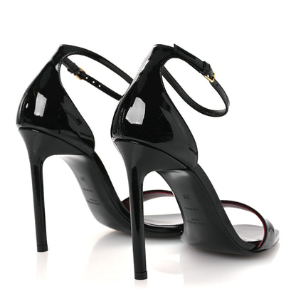 Saint Laurent Vernice Chiffon Amber 105 Ankle Strap Sandals 38 Black 5 of 12