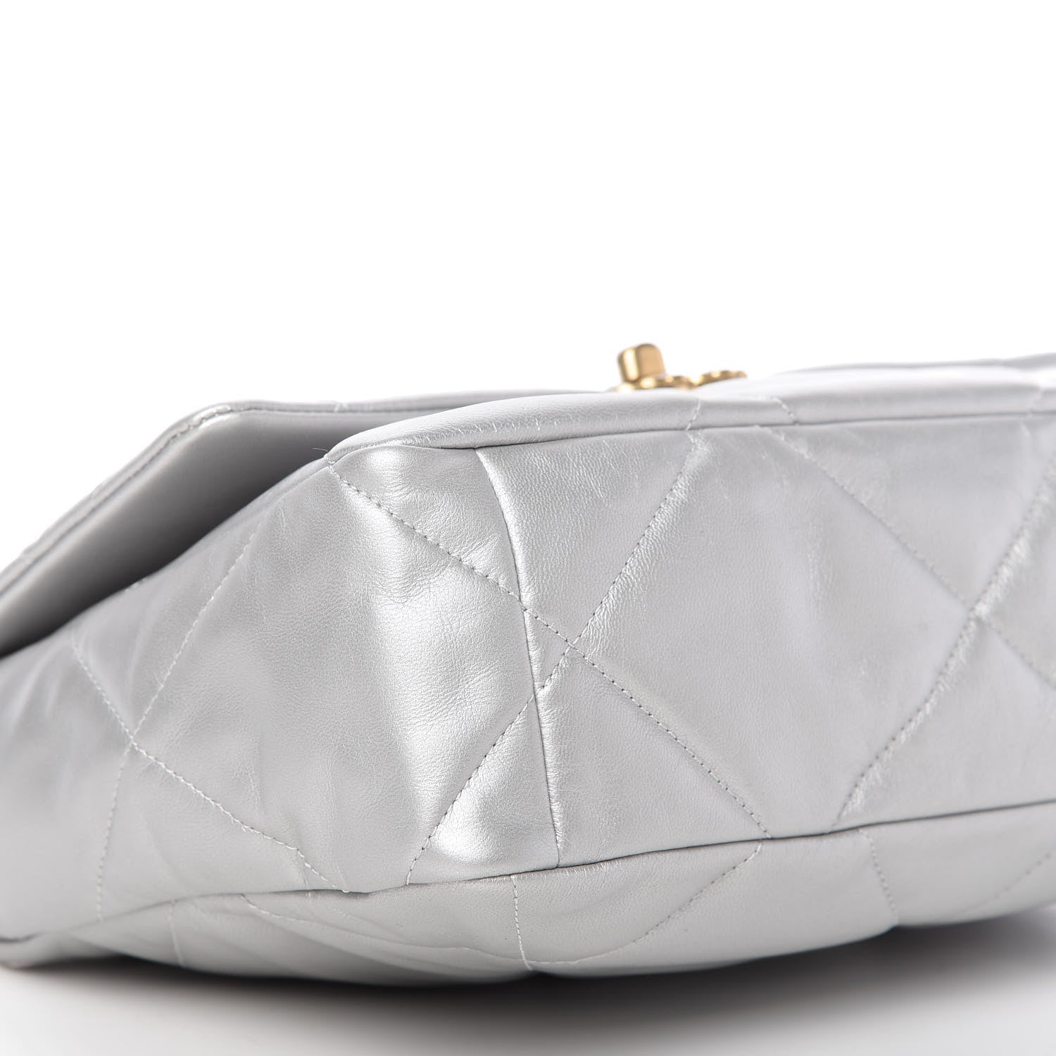 Chanel Metallic Goatskin Quilted Large Chanel 19 Flap Silver 6 of 10