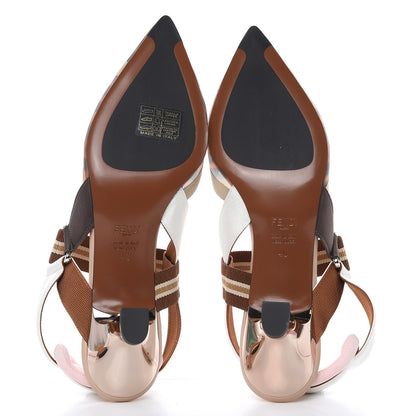 Fendi Technical Mesh FF Colibri 55mm Slingback Pumps 40 Tobacco Moro Camelia Beige Caramello 5 of 7
