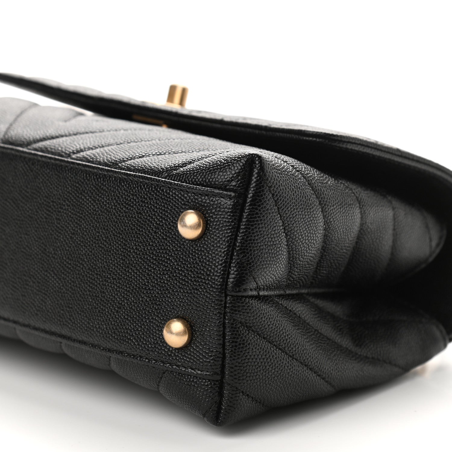 Chanel Caviar Chevron Quilted Mini Coco Handle Flap Black 9 of 10