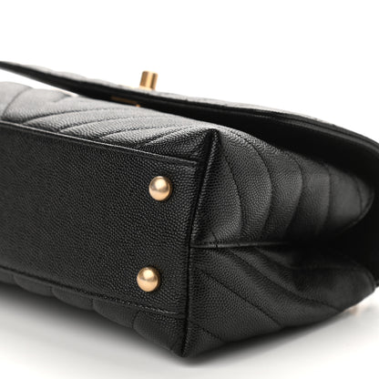Chanel Caviar Chevron Quilted Mini Coco Handle Flap Black 9 of 10