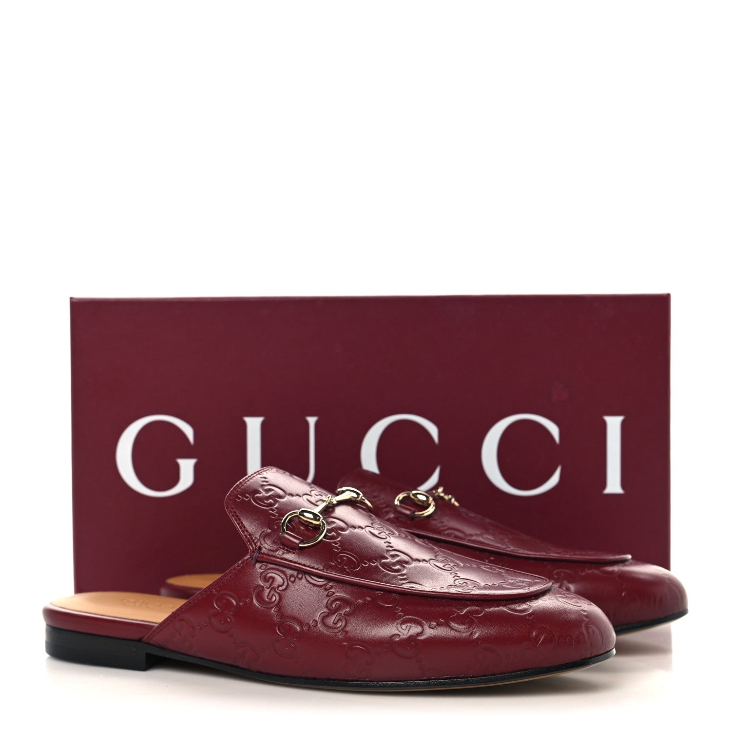 Gucci Glamour Calfskin Guccissima Womens Princetown Slippers 39 Rosso Ancora 10 of 10