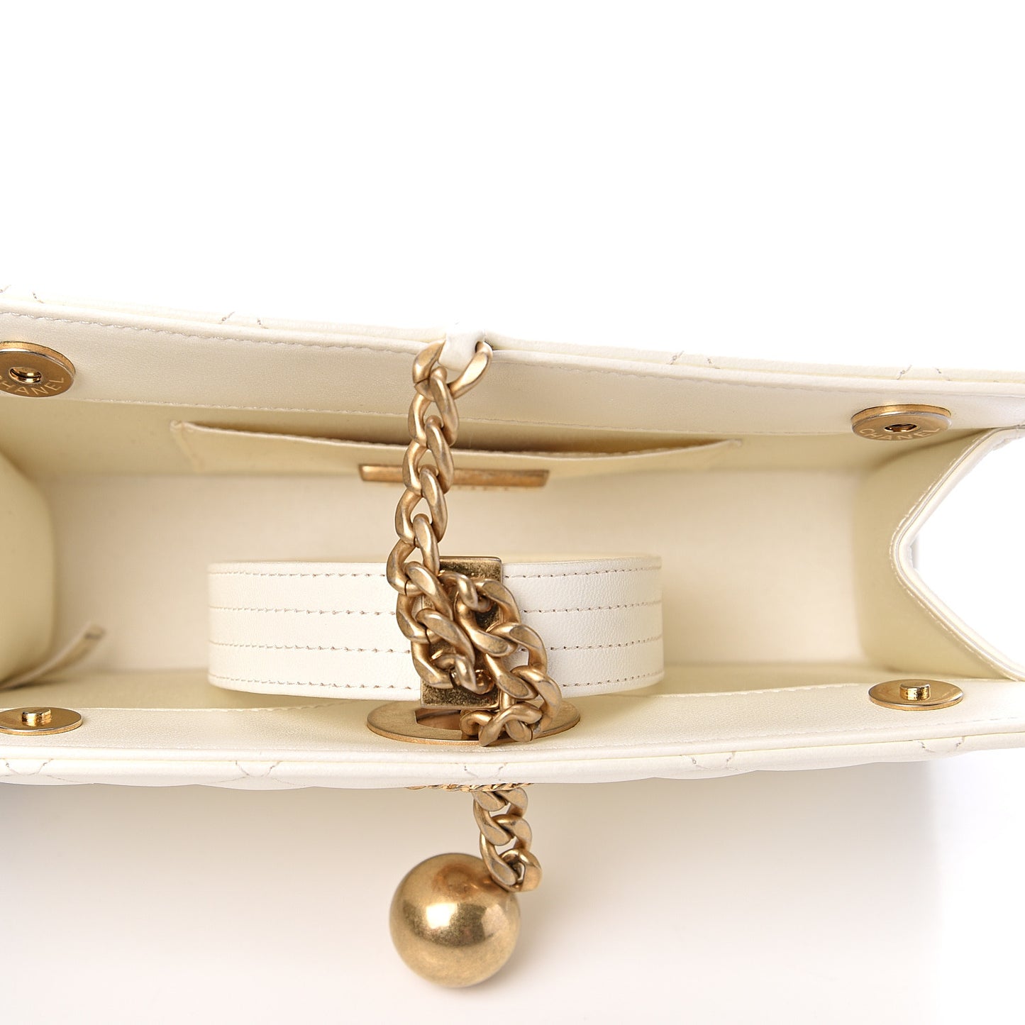 Lambskin Quilted Evening By The Sea Clutch White