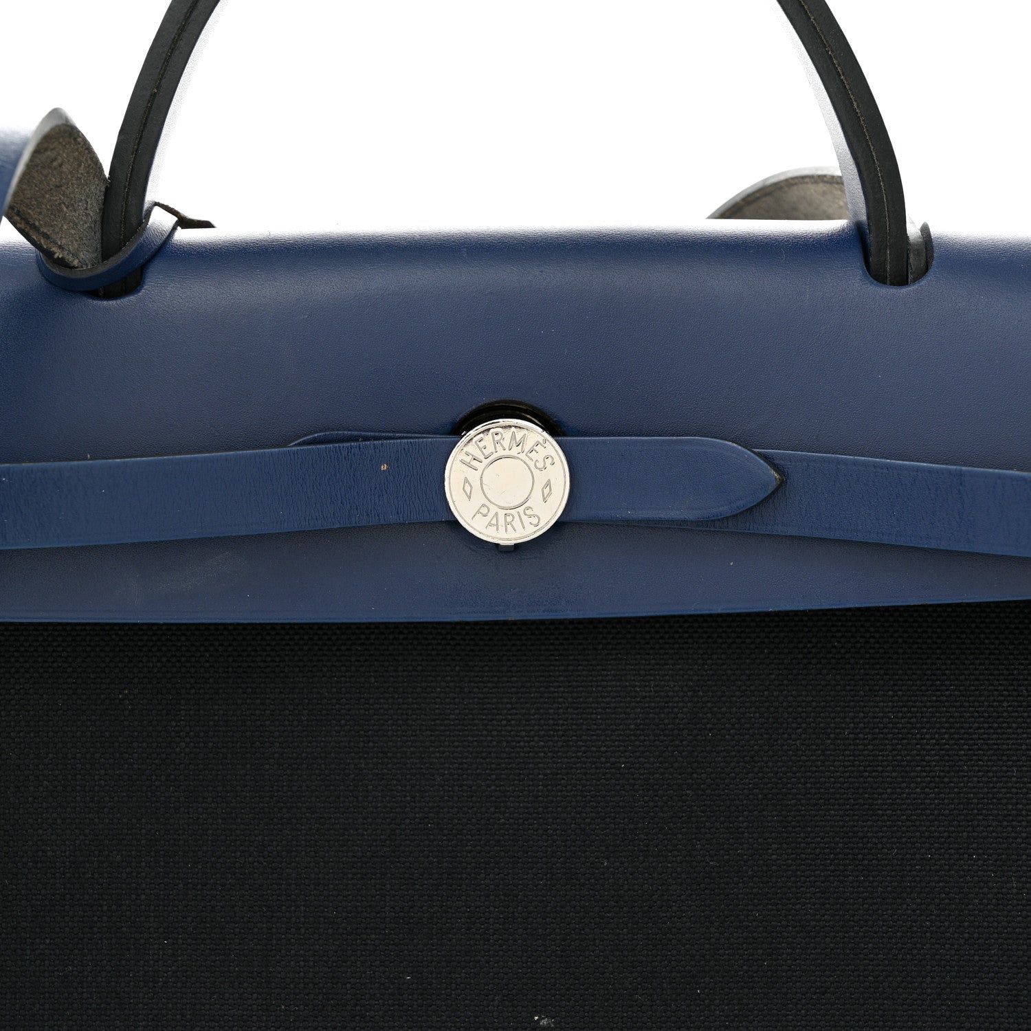 Hermes Military Toile Vache Hunter Herbag Zip 31 PM Black Bleu Saphir 9 of 14
