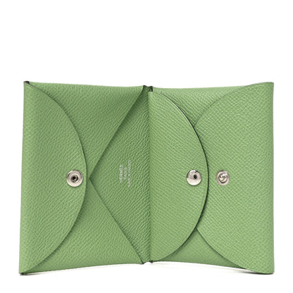 Hermes Epsom Calvi Duo Card Case Vert Criquet 5 of 7