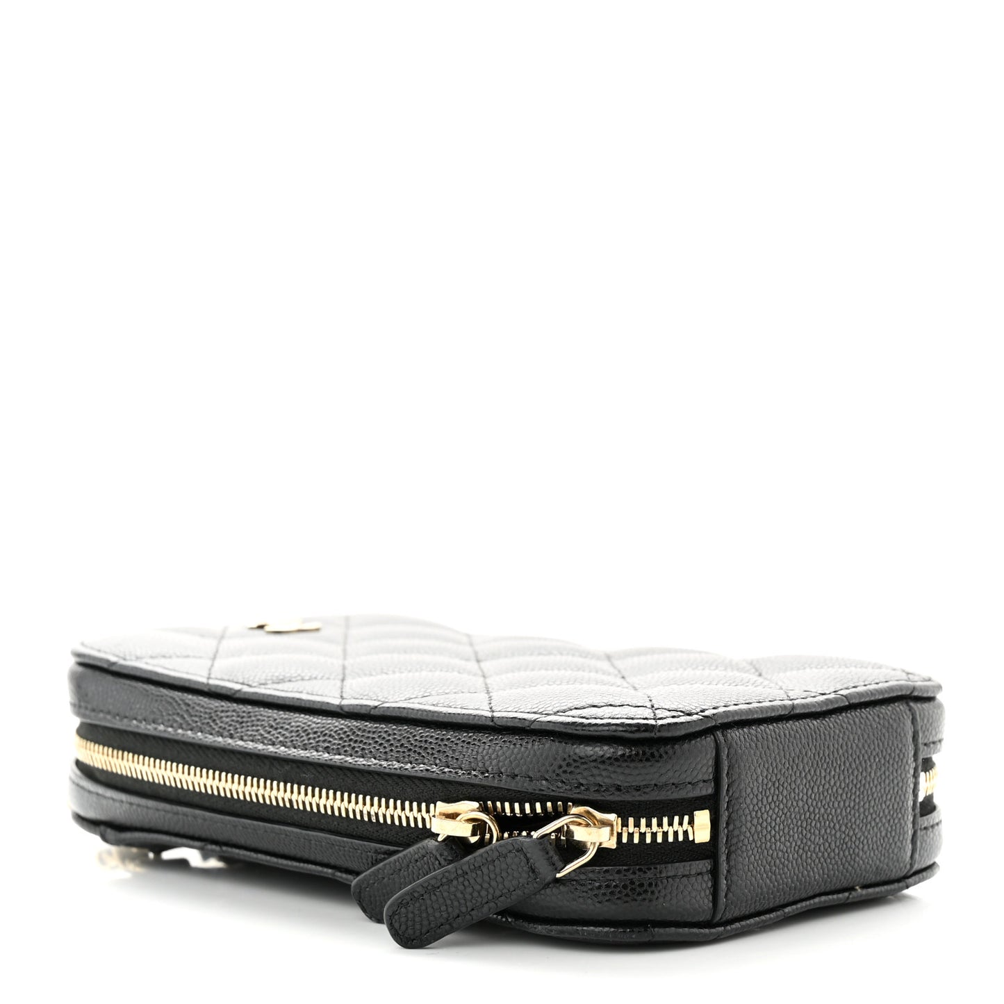 Caviar Quilted Phone Holder Wallet On Chain WOC Black