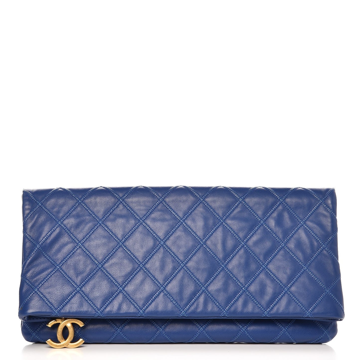 Calfskin Stitched CC Clutch Blue