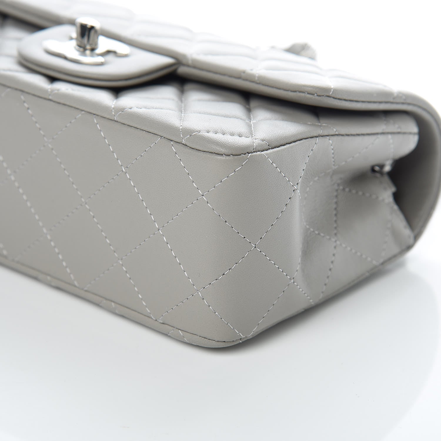 Chanel Lambskin Quilted Mini Rectangular Flap Grey 9 of 10