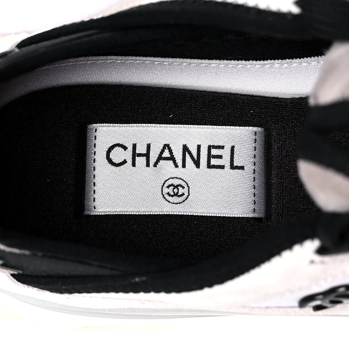 Fabric Suede Calfskin CC Sneakers 40 White Black