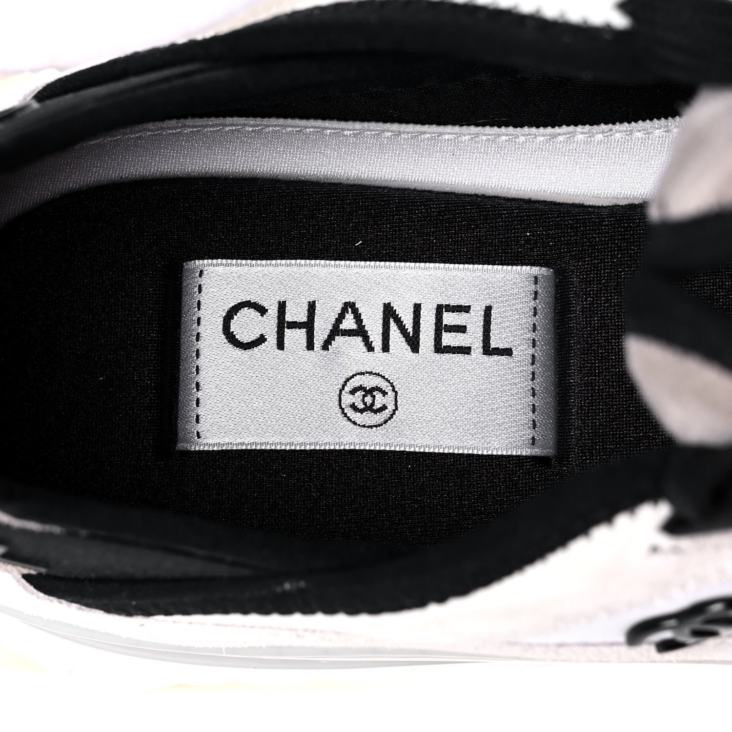 Chanel Fabric Suede Calfskin CC Sneakers 40 White Black 8 of 10