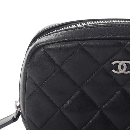 Chanel Lambskin Quilted Small Curvy Pouch Cosmetic Case Black 9 of 10