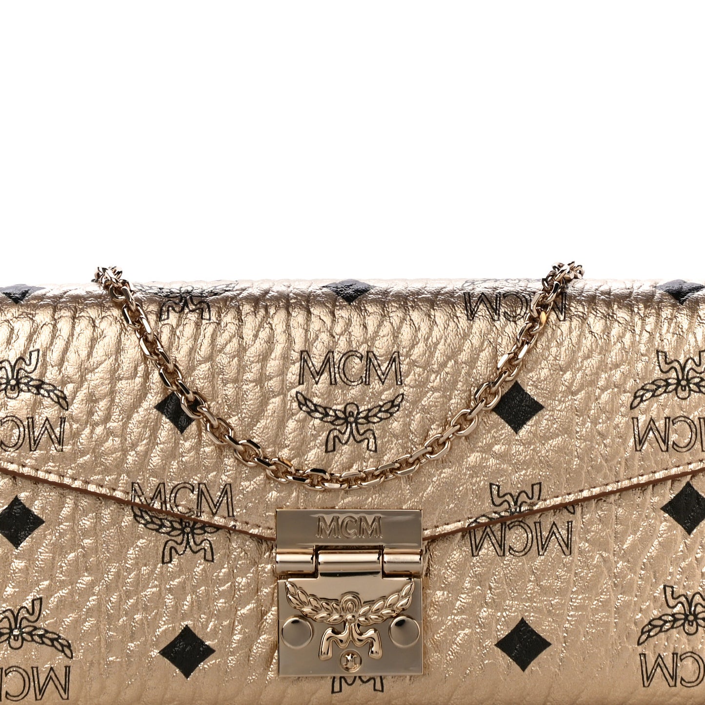 Metallic Visetos Patricia Wallet On Chain Gold