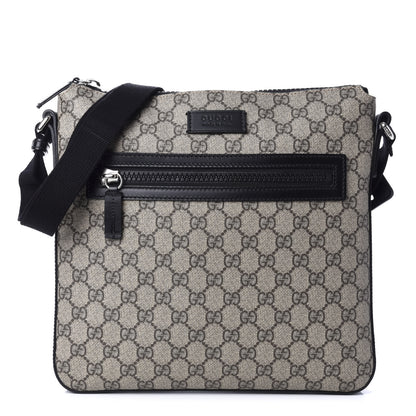 Gucci GG Supreme Monogram Flat Messenger Bag Black 1 of 11