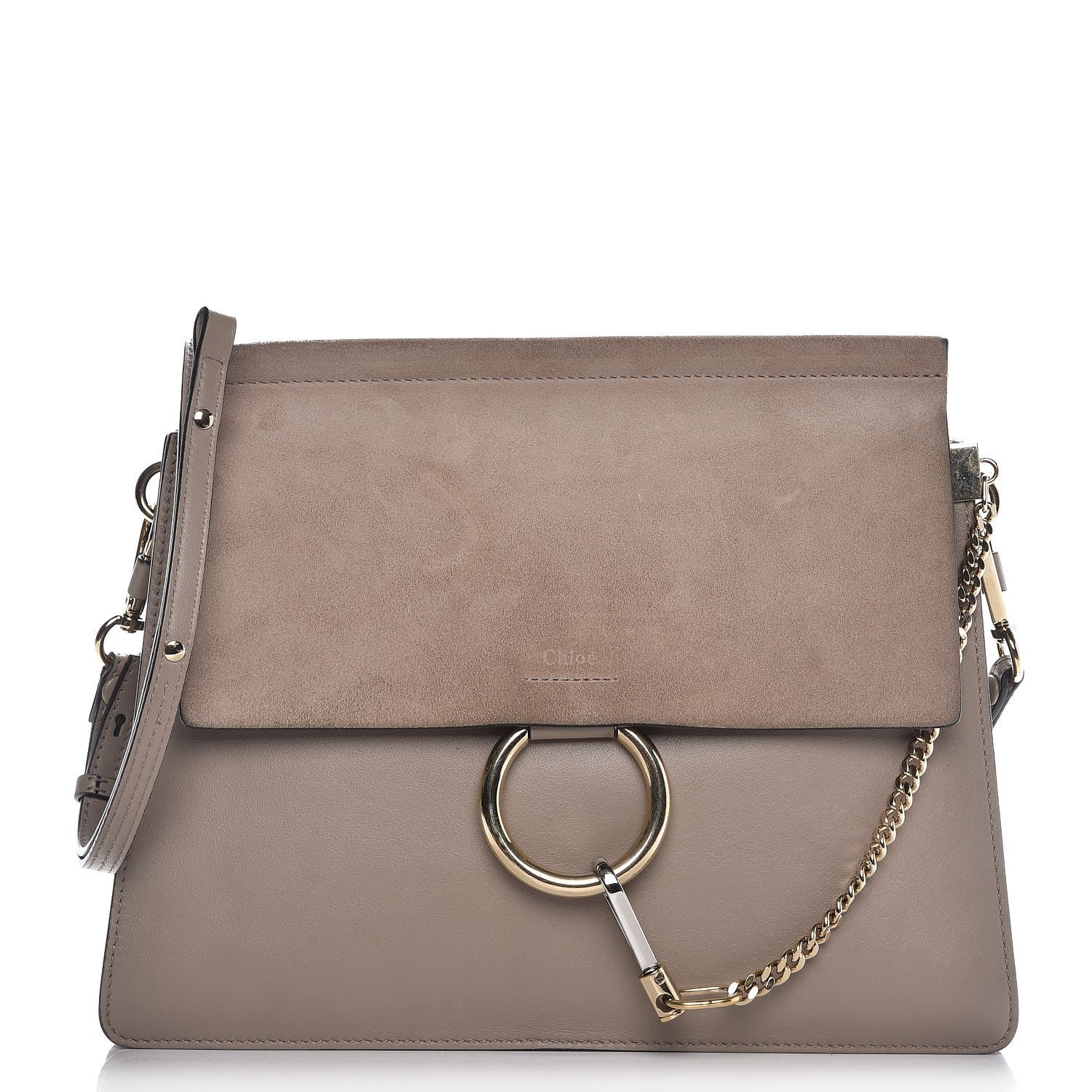 Chloe Calfskin Suede Medium Faye Shoulder Bag Motty Grey 1 of 10