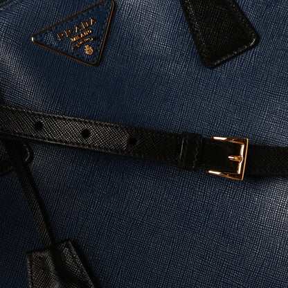 Prada Saffiano Lux Bi-Color Medium Galleria Double Zip Tote Bluette Black 15 of 15