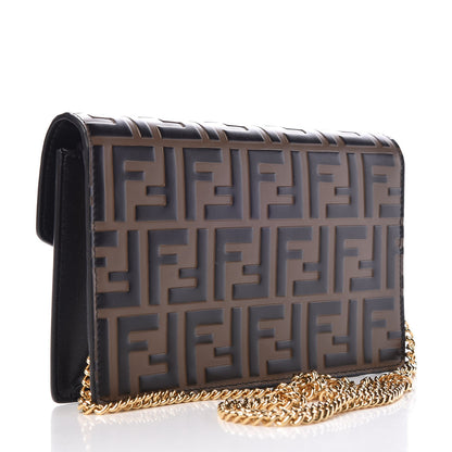 Fendi Vitello Liberty F is Fendi Bi-Color FF 1974 Embossed Medium Envelope Wallet On Chain Black Maya 3 of 8