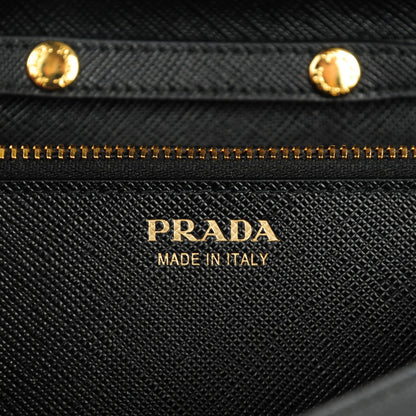 Prada Saffiano Metal Oro Chain Wallet Nero Black 6 of 7