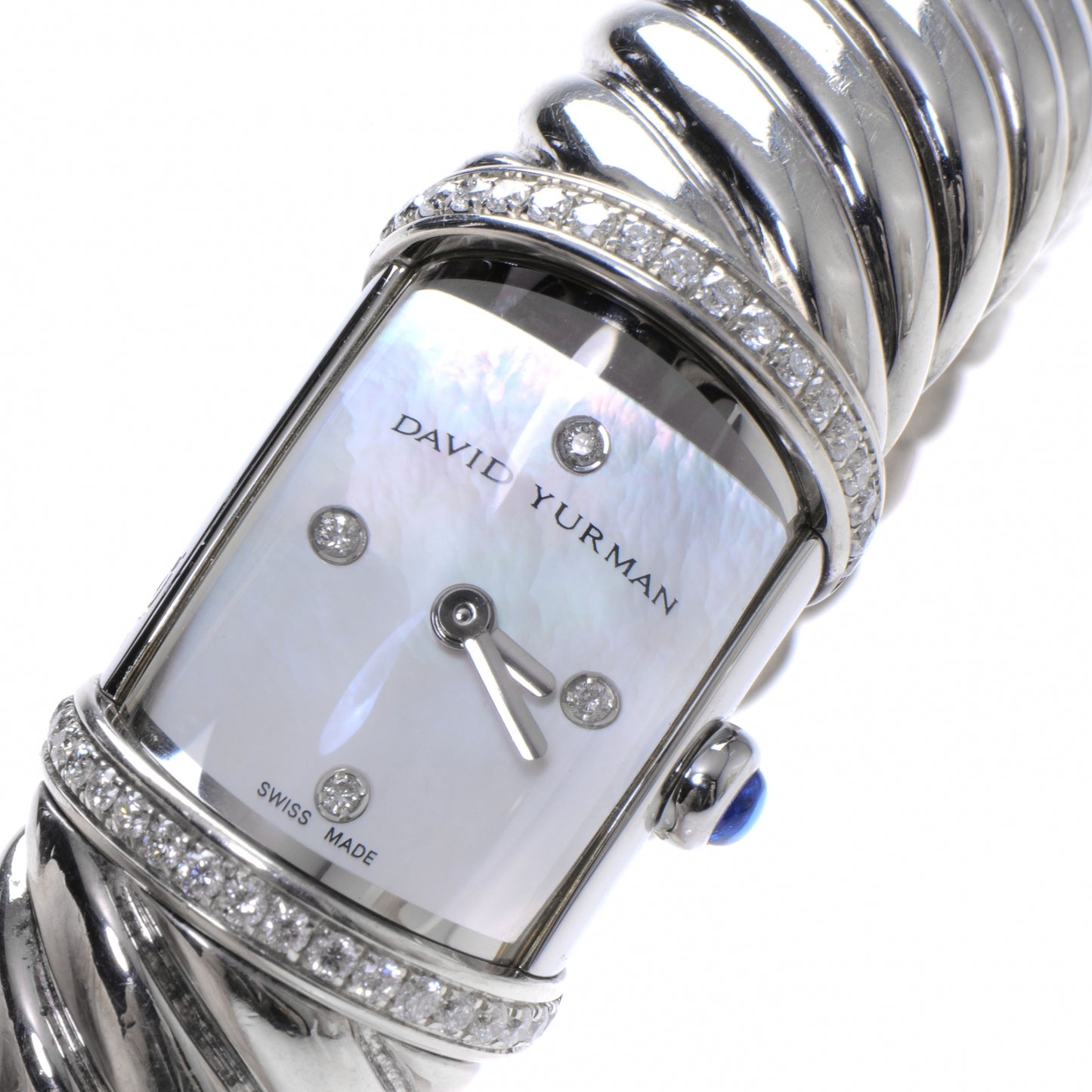 Sterling Silver Diamond Bezel Mother of Pearl 19mm Waverly Quartz Watch