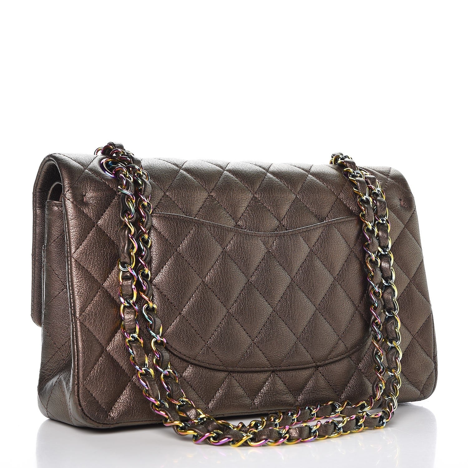 Chanel Iridescent Goatskin Quilted Medium Double Flap Bronze 3 of 8