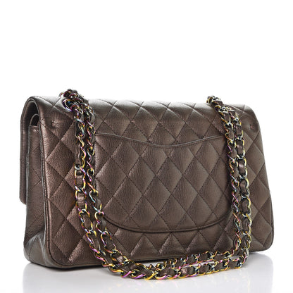 Chanel Iridescent Goatskin Quilted Medium Double Flap Bronze 3 of 8