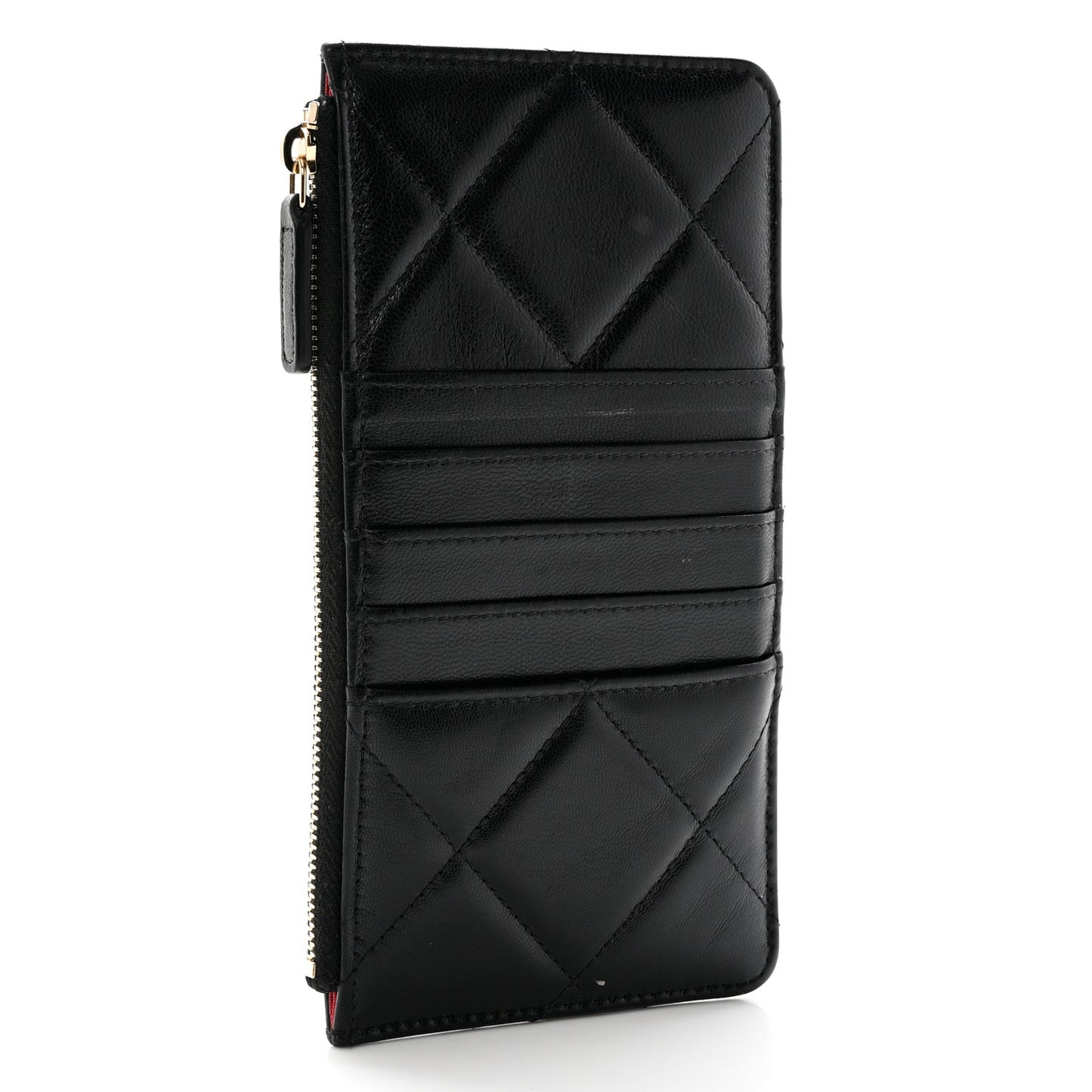 Lambskin Quilted Chanel 19 Phone and Card Holder Black