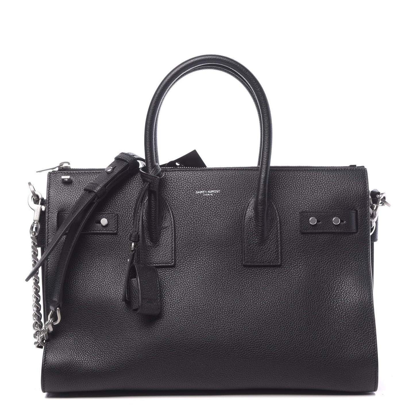 Grained Calfskin Small Supple Sac De Jour Duffle Black