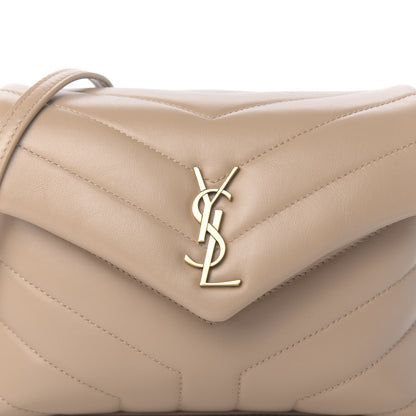 Saint Laurent Calfskin Y Quilted Monogram Toy Loulou Crossbody Bag Dark Beige 11 of 12