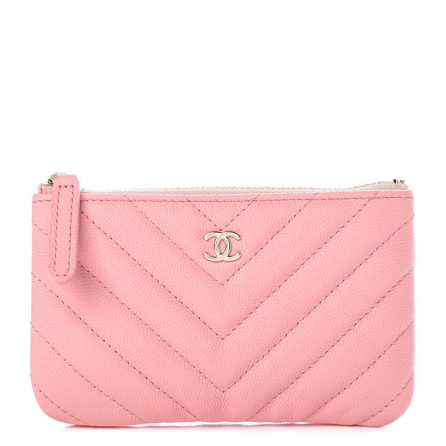 Chanel Caviar Chevron Quilted Small Cosmetic Case Pink 1 of 10