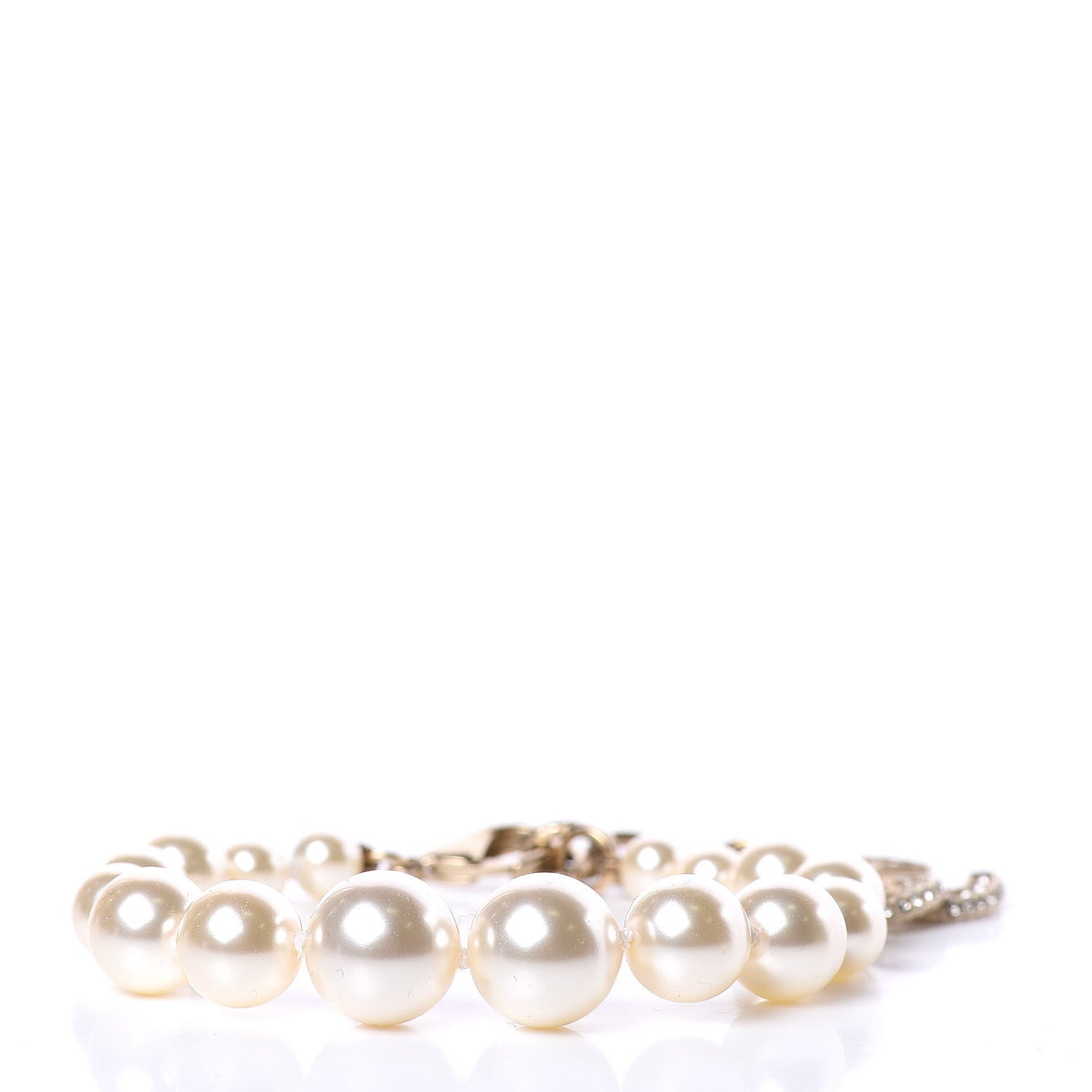Pearl Crystal CC Bracelet Gold
