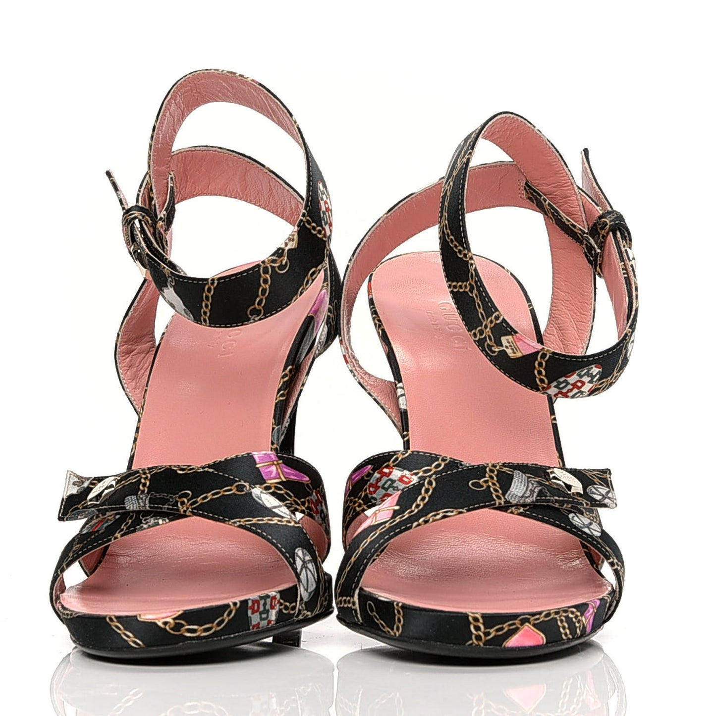 Satin Techno Charms Sandals 8 Black