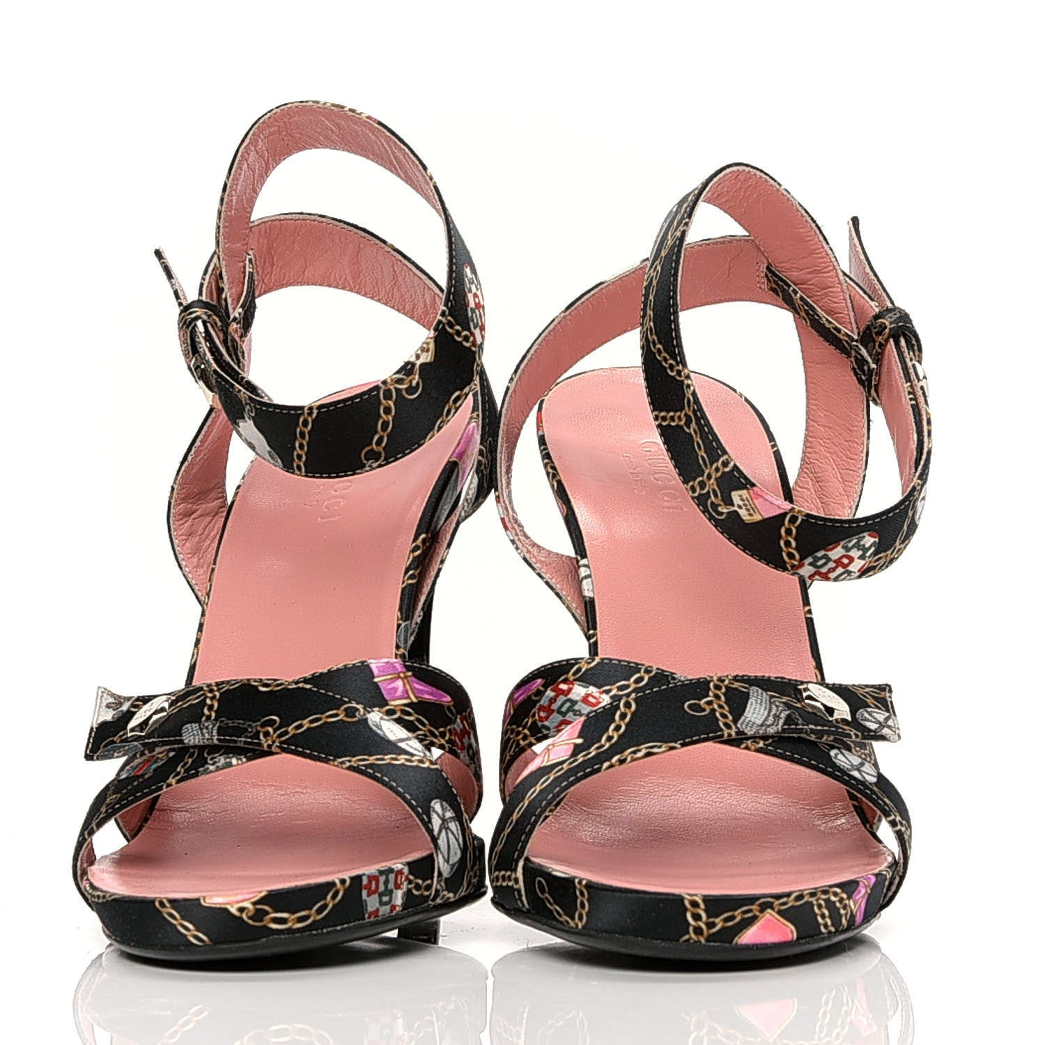 Gucci Satin Techno Charms Sandals 8 Black 2 of 6