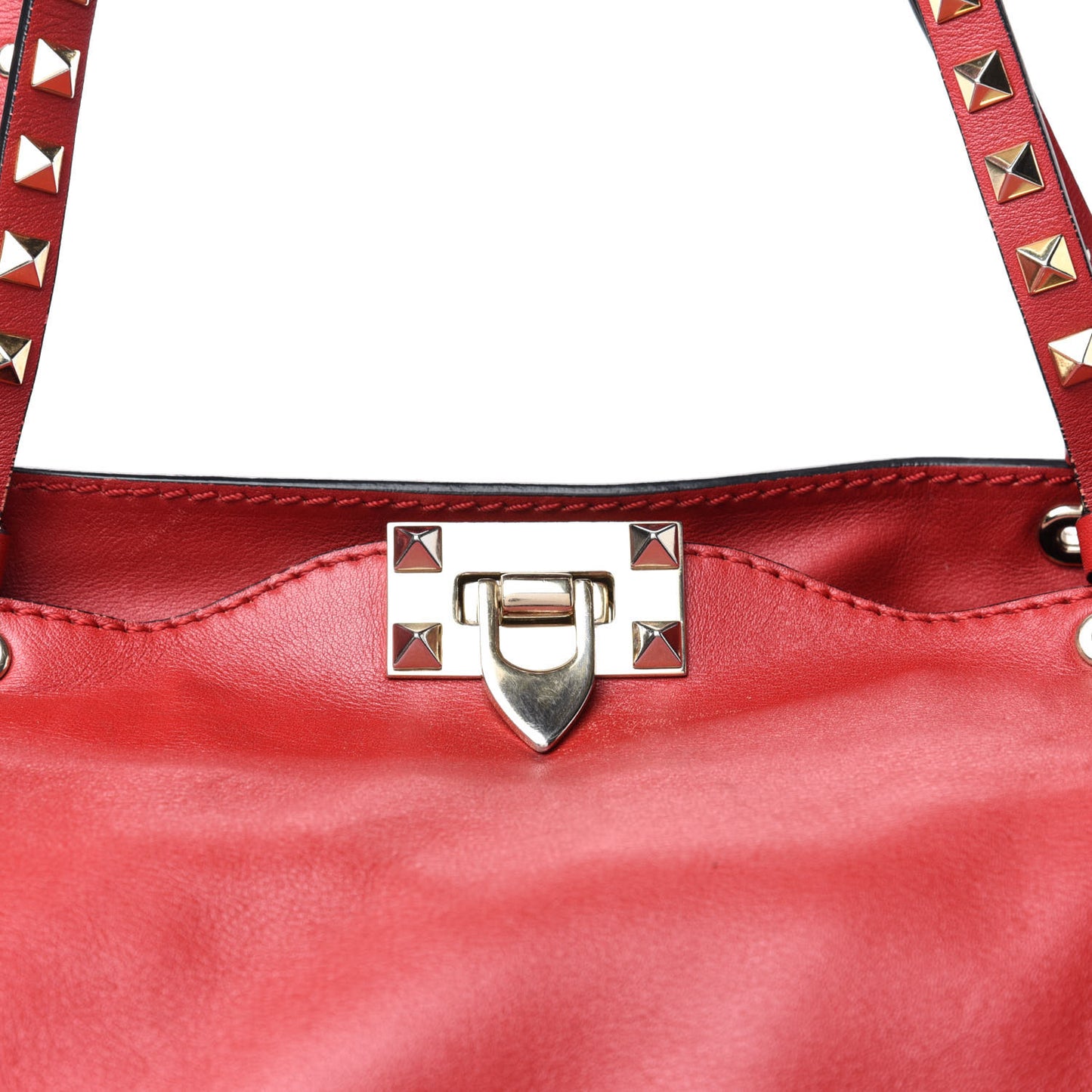Vitello Medium Rockstud Tote Rosso Valentino