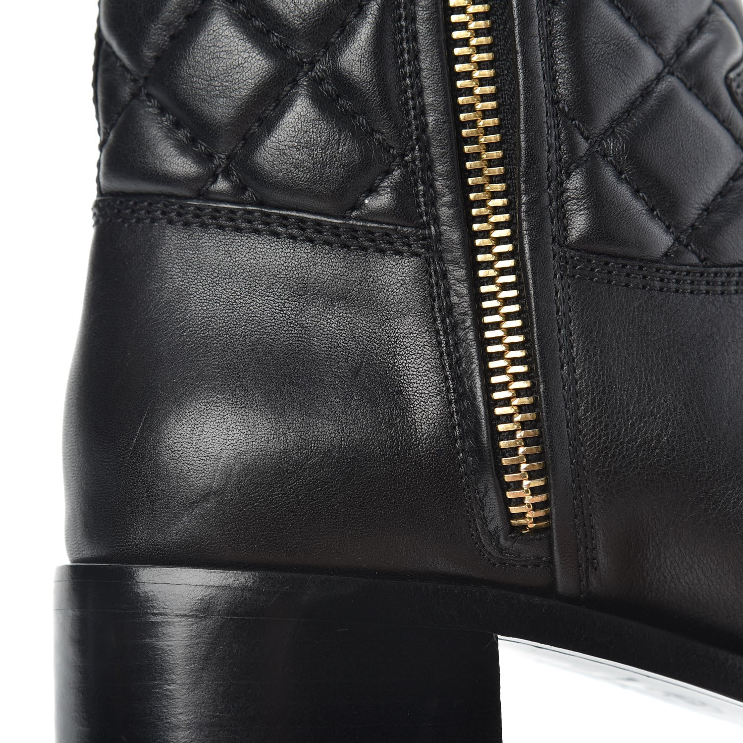 Chanel Calfskin Quilted CC Boots 38 Black 9 of 9