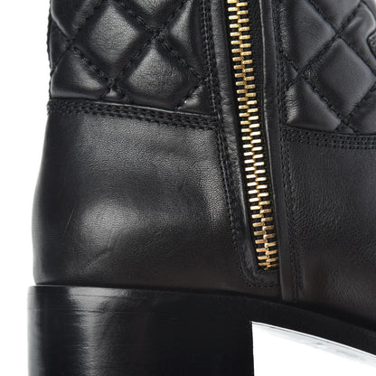 Chanel Calfskin Quilted CC Boots 38 Black 9 of 9