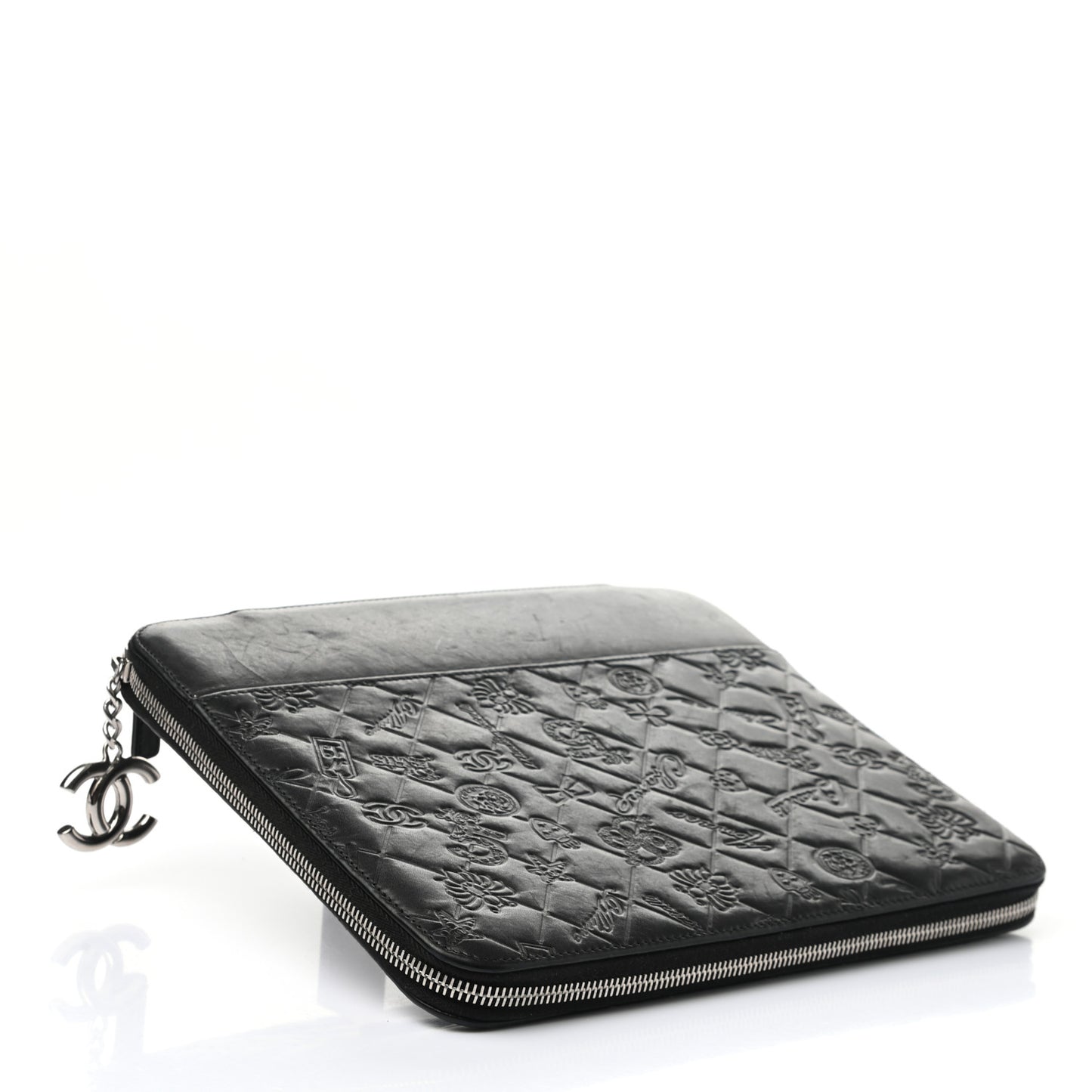 Calfskin Embossed Lucky Symbols iPad Case Black