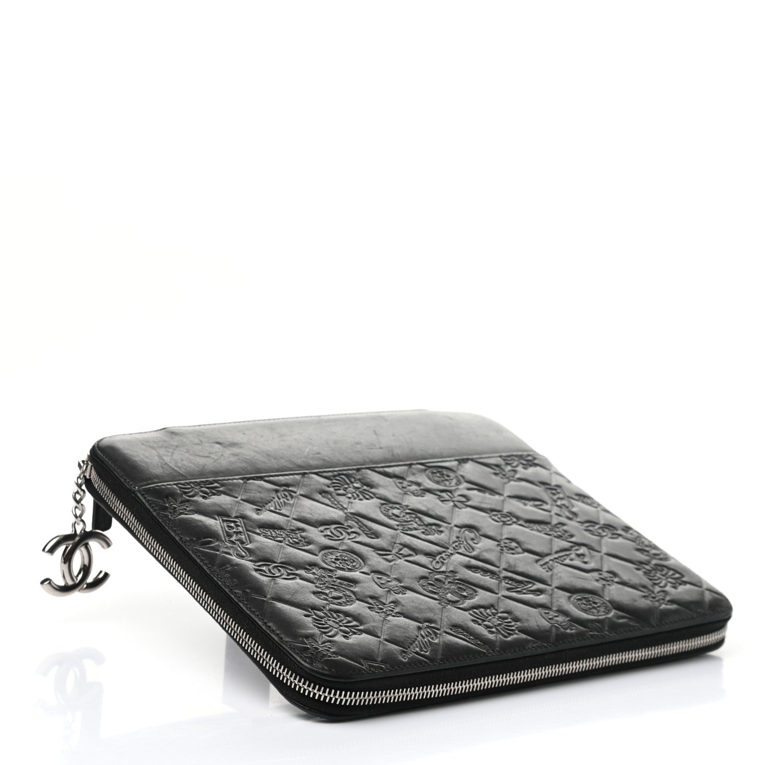 Chanel Calfskin Embossed Lucky Symbols iPad Case Black 4 of 7