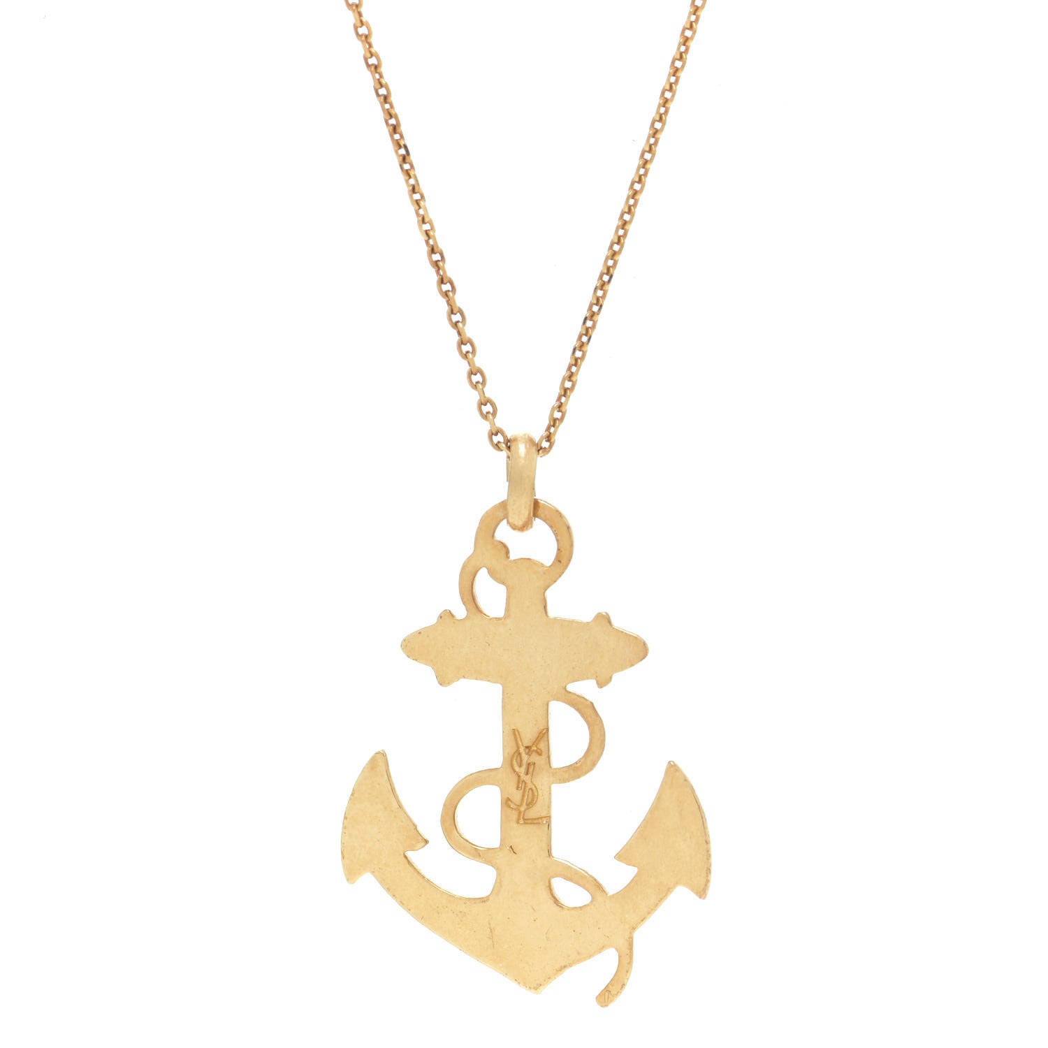 Saint Laurent Brass Anchor Necklace Gold 5 of 7