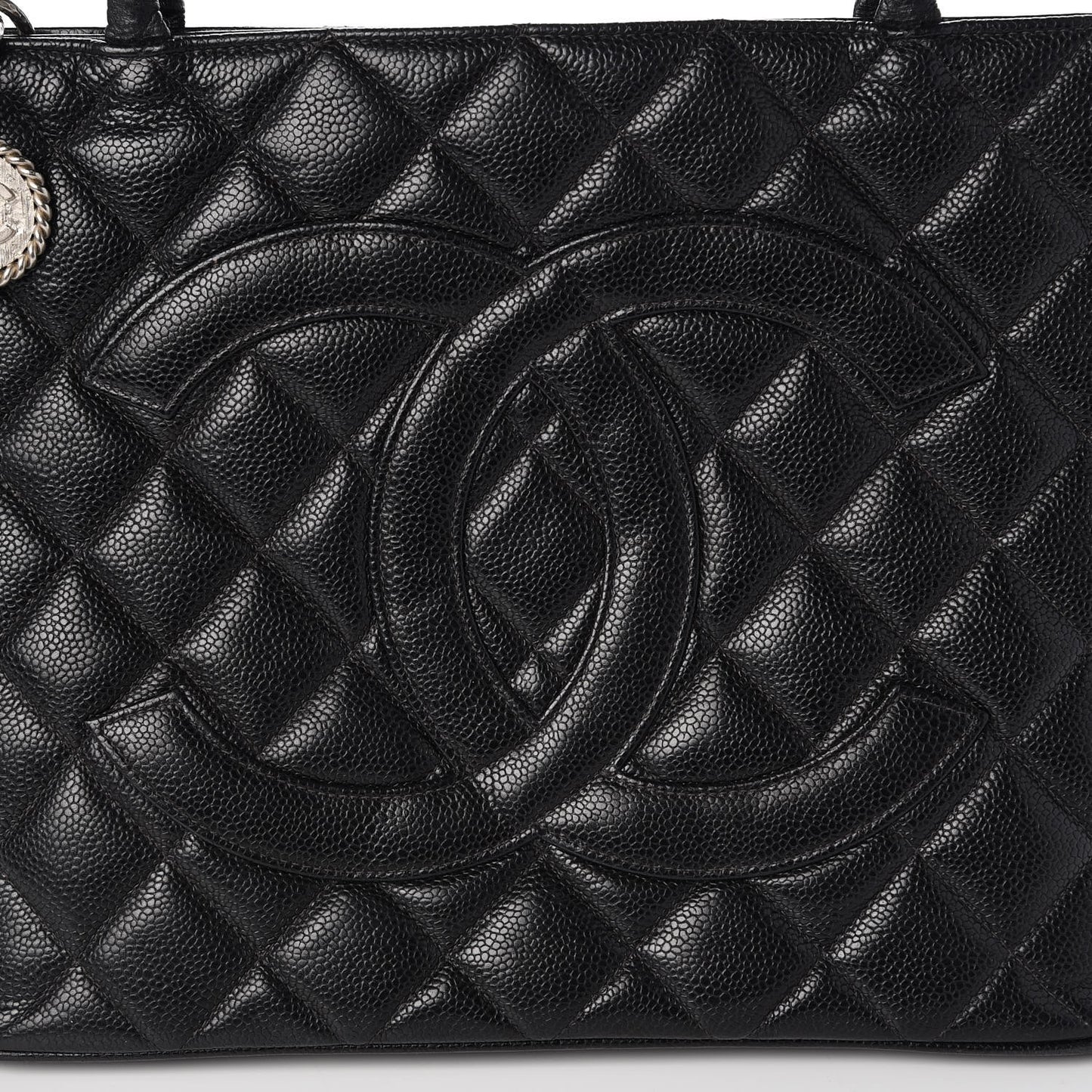 Caviar Quilted Medallion Tote Black