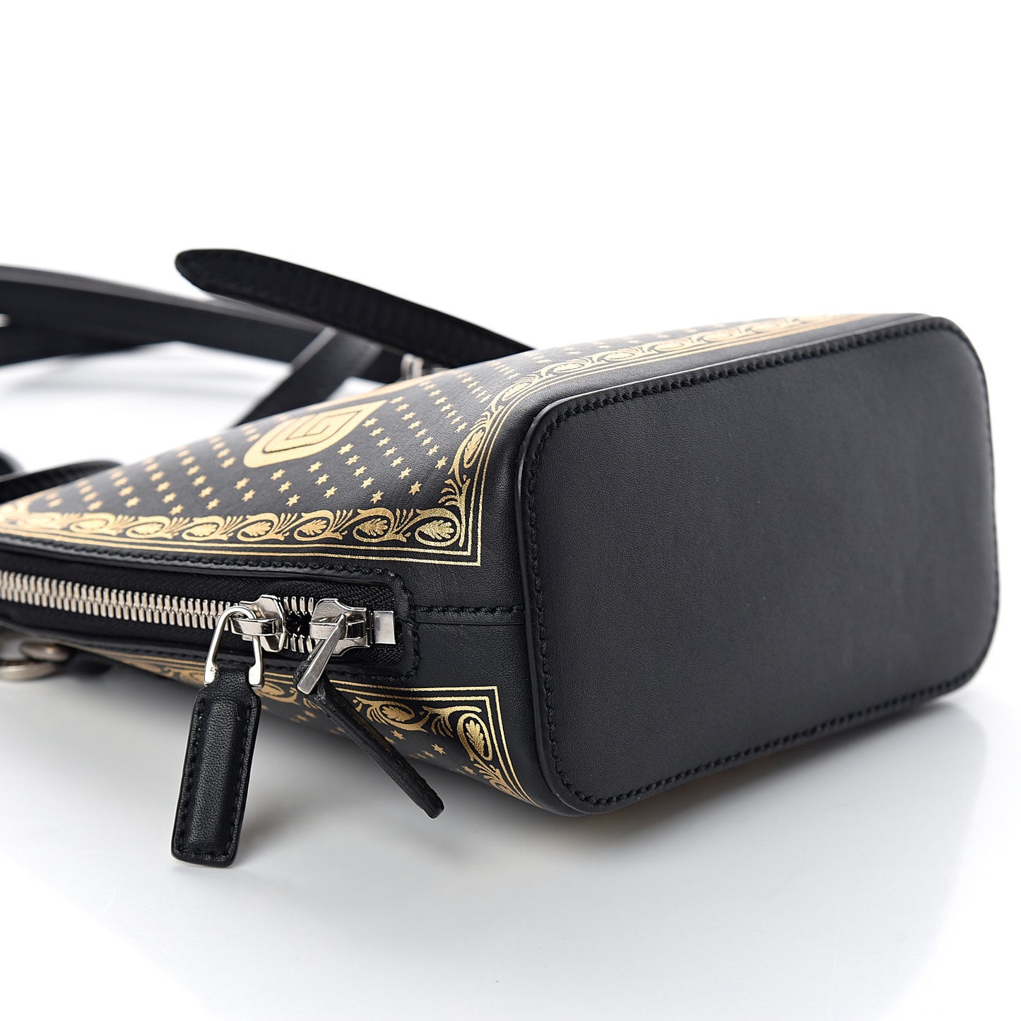 X SEGA Calfskin GUCCY Stars Mini Dome Shoulder Bag Black Gold