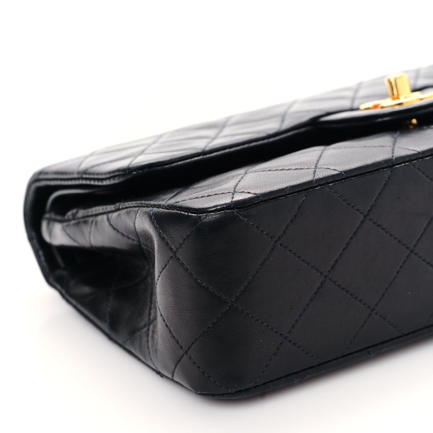 Lambskin Quilted Small Double Flap Black