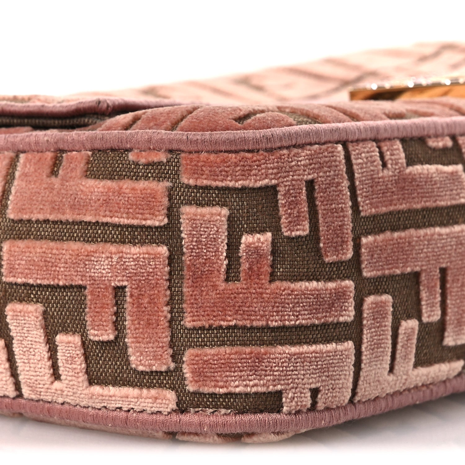 Fendi Velvet Jacquard Crystal FF Baguette Macaron 9 of 12