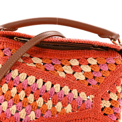 Loewe Raffia Crochet Paula's Ibiza Mini Puzzle Edge Bag Bright Orange Pink 8 of 11