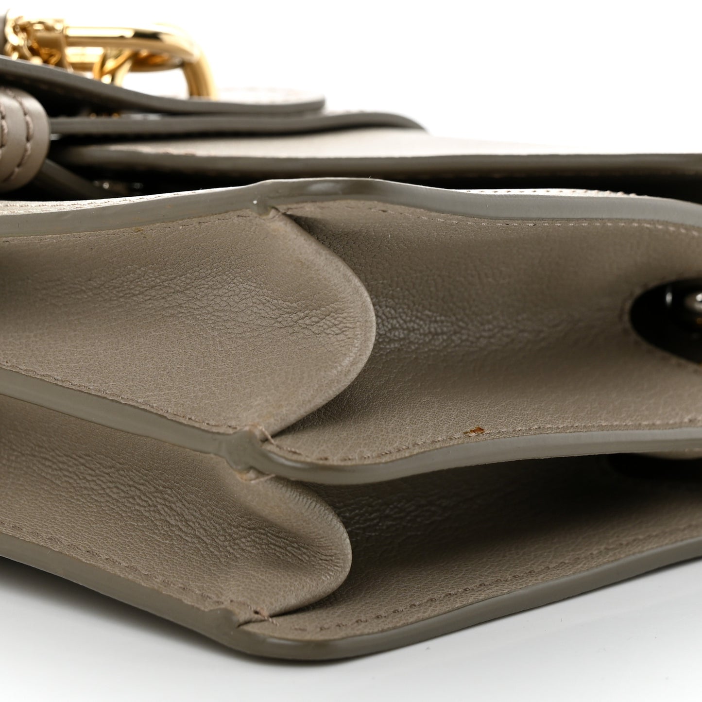 Shiny Goatskin Calfskin Aby Chain Shoulder Bag Motty Grey