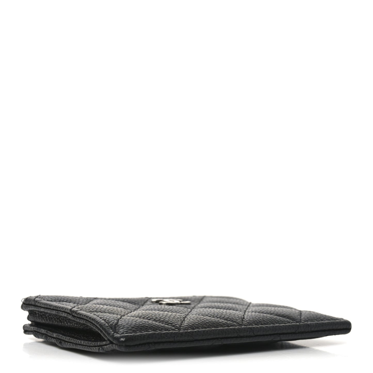 Caviar Quilted CC Zip Card Holder Black