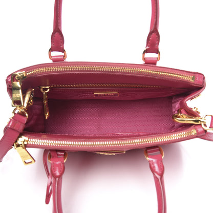 Prada Saffiano Vernice Mini Galleria Double Zip Tote Peonia 5 of 12